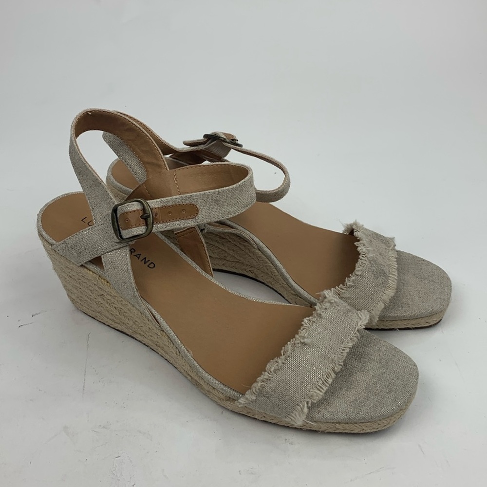 Lucky Brand Espadrille Wedge Sandals Size 11 Raw hem Boho Ankle strap New NWOT